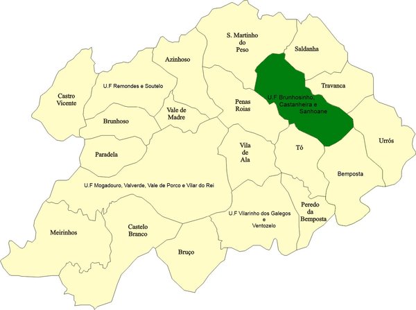 Mapa UF Brunhosinho, Castanheira e Sanhoane