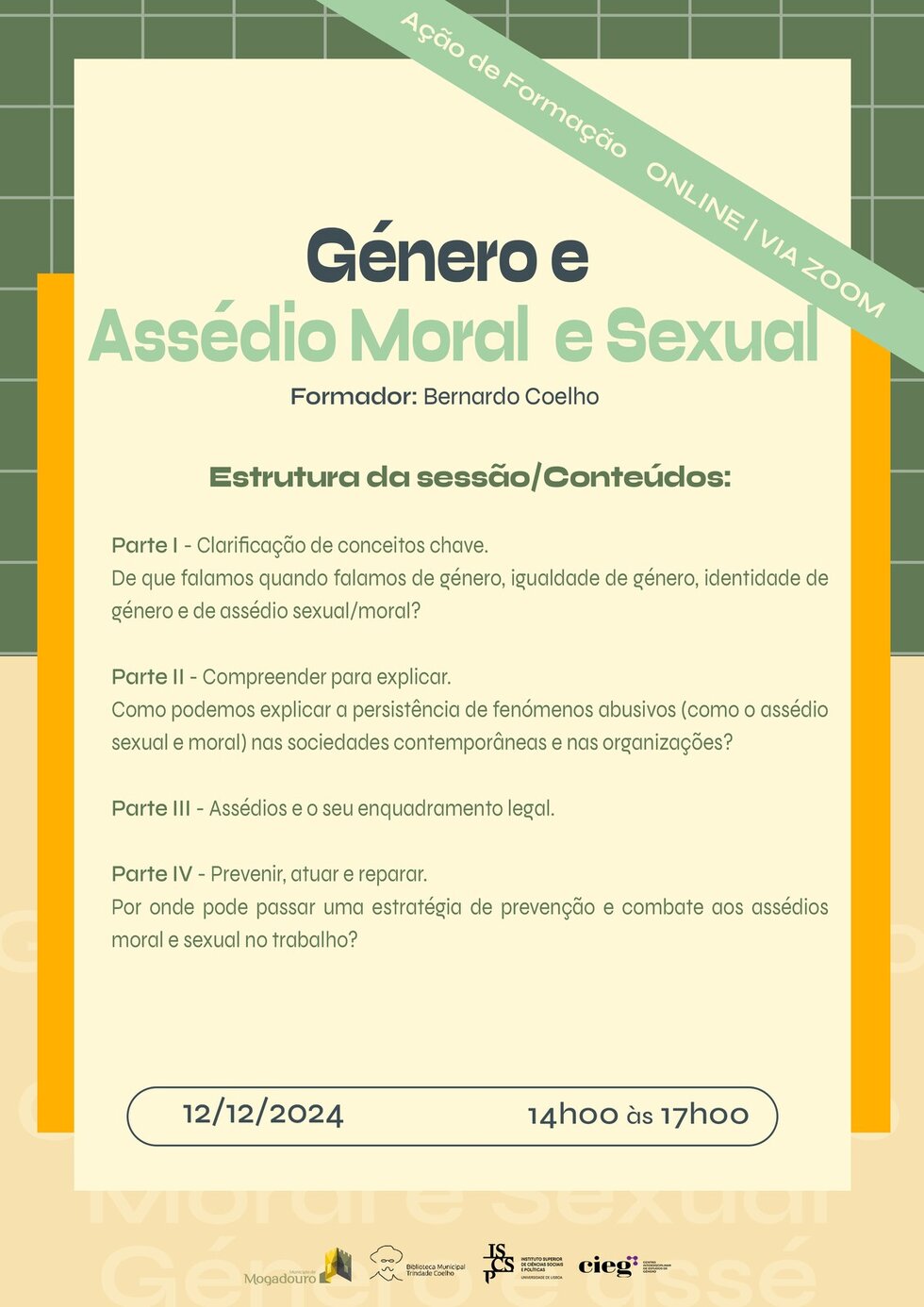 cartaz Formação Género e  Assédio Sexual e Moral VERSO II 